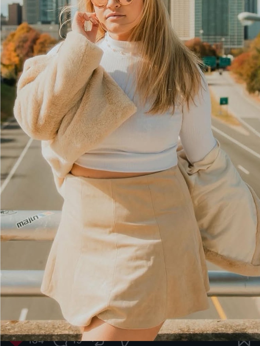 BCBG Taupe Suede-Look Pleated Mini Skirt